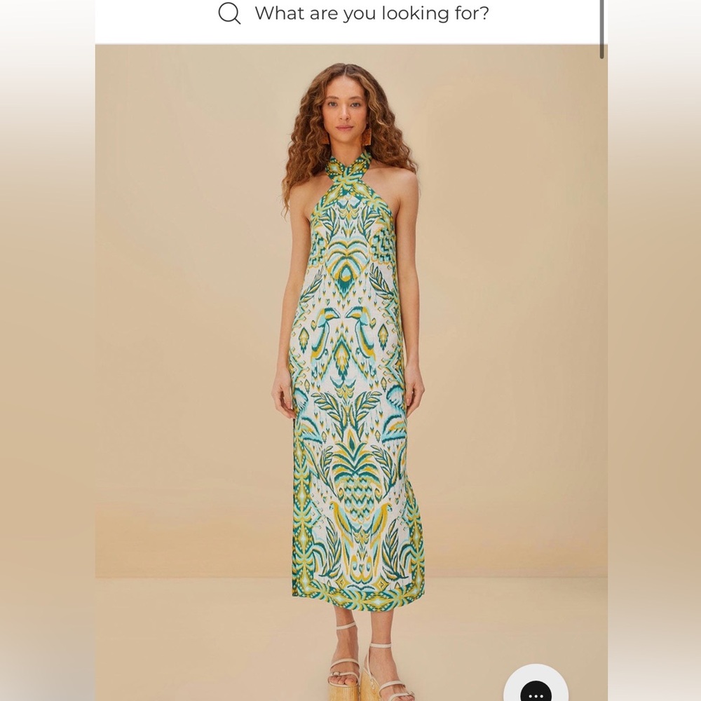 NWT FARM Rio Vibrant Green and Yellow Midi Dress